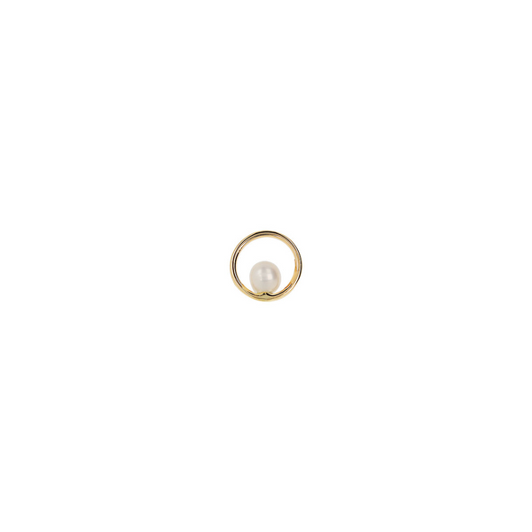 375 Gold Ring Pendant with White Freshwater Pearl