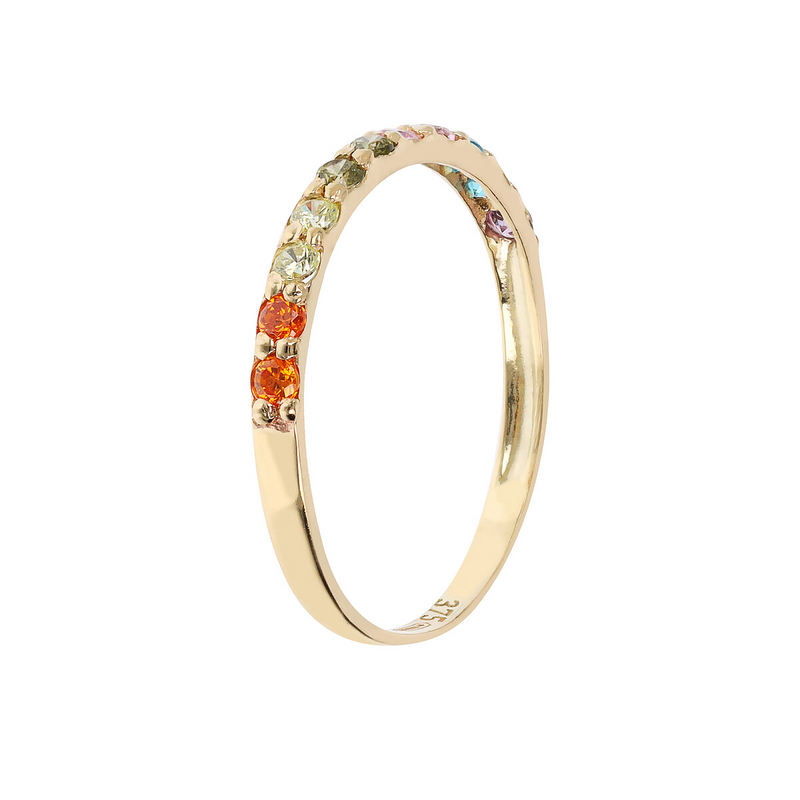 Riviera 375 Gold Ring with Multicolored Cubic Zirconia