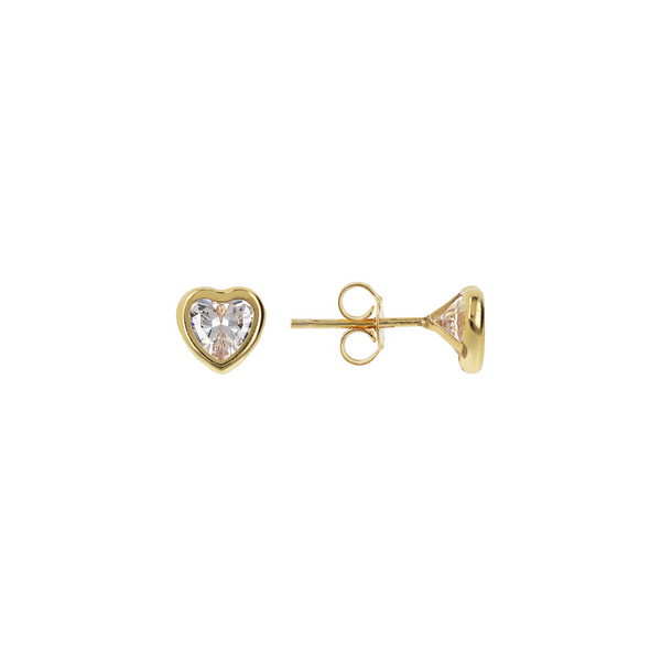 Boucles d'oreilles grand coeur en or 375 avec zircons cubiques
