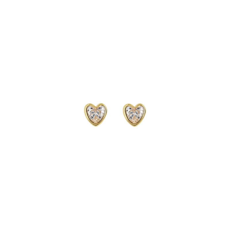 Small Heart Earrings in 375 Gold with Cubic Zirconia