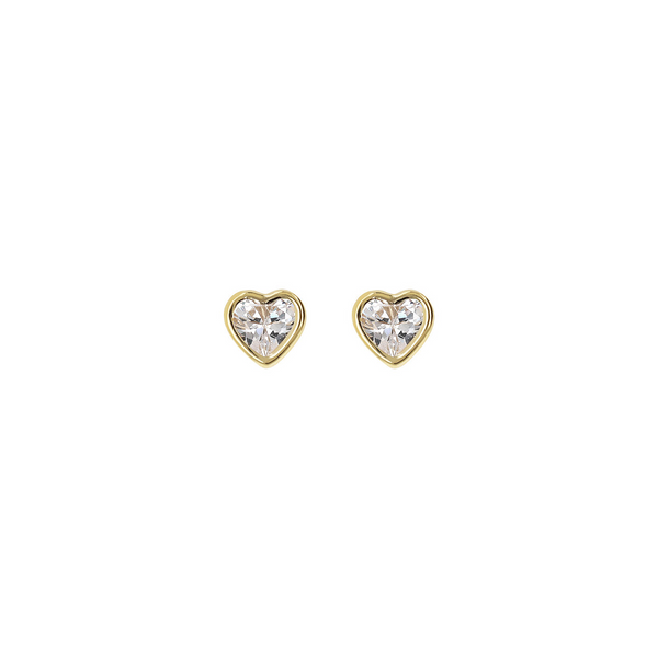 Boucles d'oreilles coeur moyen en or 375 avec zircons cubiques