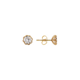 Flower Lobe Earrings with Cubic Zirconia 375 Gold