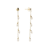 Boucles d'oreilles pendantes en fil d'or 375 avec pendentifs en perles d'eau douce blanches