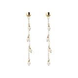 375 Gold Wire Pendant Earrings with White Freshwater Pearl Pendants