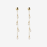 Boucles d'oreilles pendantes en fil d'or 375 avec pendentifs en perles d'eau douce blanches