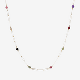 375 Gold Elongated Forzatina Link Necklace with Multicolored Natural Stones