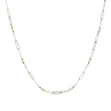 375 Gold Elongated Forzatina Necklace with White Freshwater Pearls
