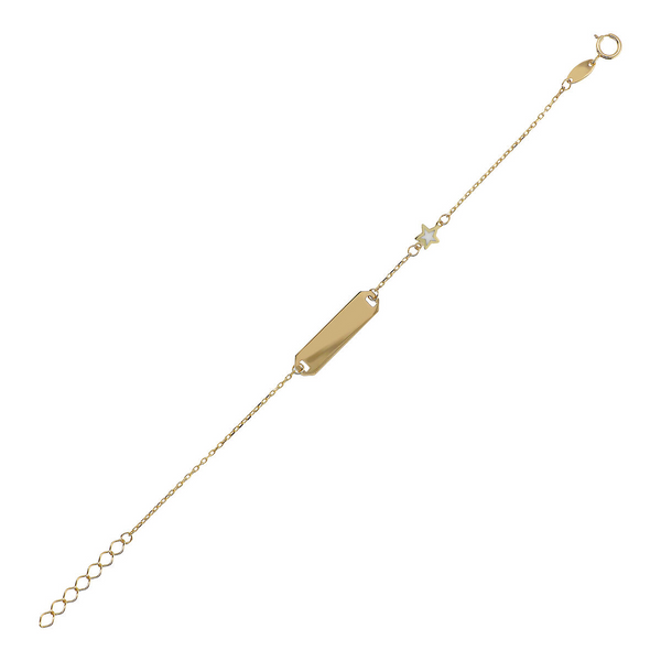 Bracelet d'identification de bébé avec chaîne Rolo, plaque et étoile en or 375