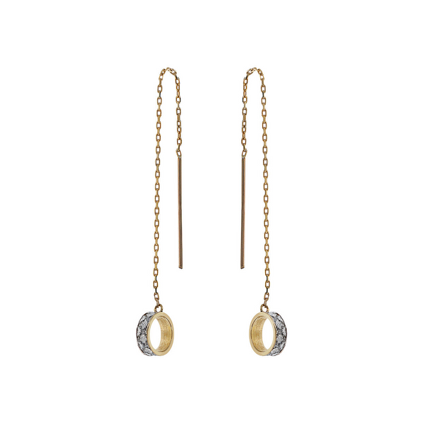375 Gold Pendant Earrings with Forzatina Chain and Cubic Zirconia Pavé Ring