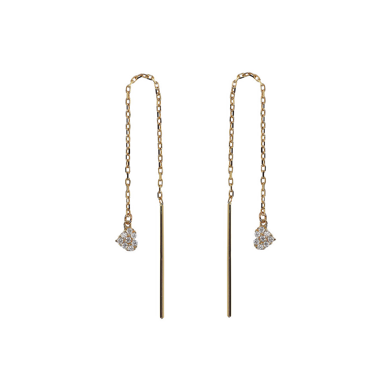 375 Gold Pendant Earrings with Forzatina Chain and Cubic Zirconia Pavé Heart