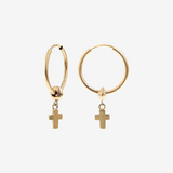 Créoles en Or 375 avec Pendentif Croix