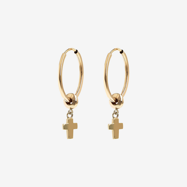 Créoles en Or 375 avec Pendentif Croix