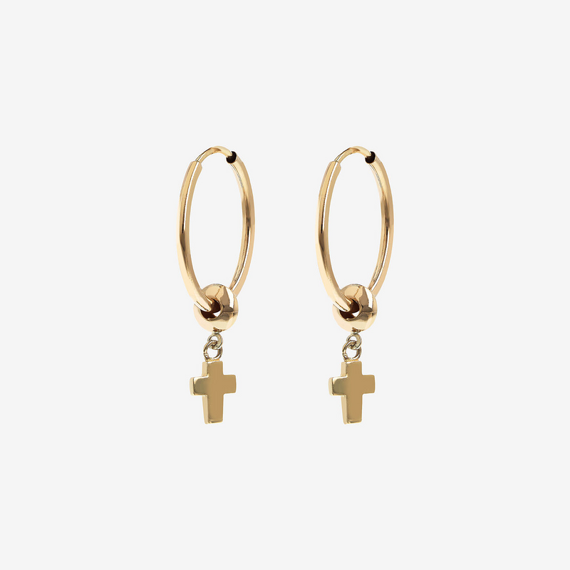Créoles en Or 375 avec Pendentif Croix