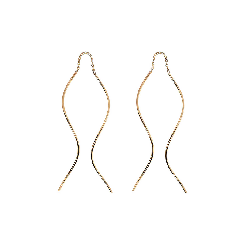 Double Wire Earrings in Gold 375 Sinuous Design 