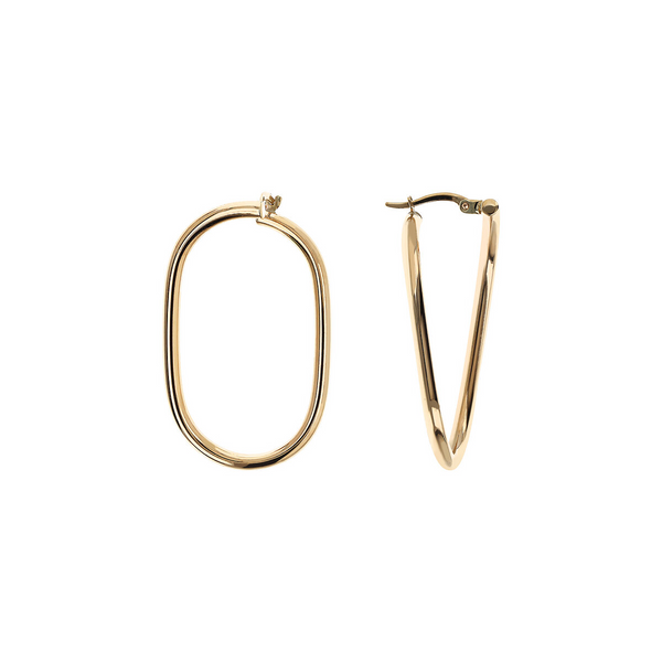 375 Gold Semi-open Oval Hoop Earrings