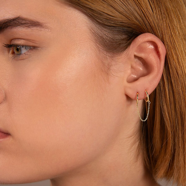 375 Gold Double Hoop Earring