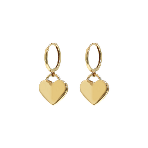375 Gold Hoop Earrings with Heart Pendant