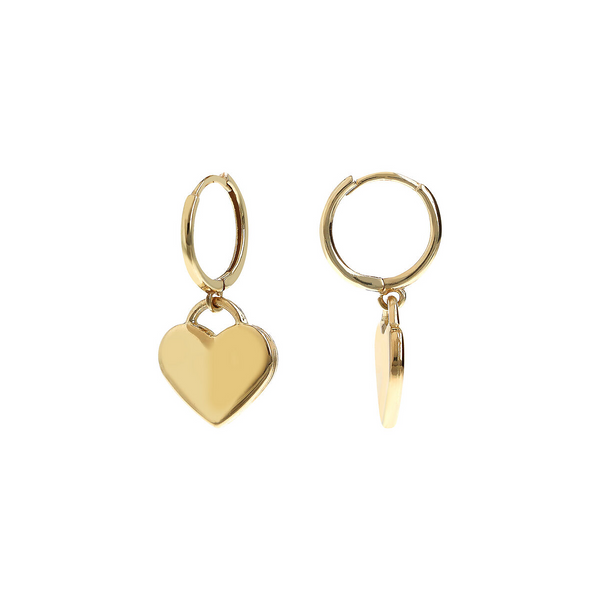 375 Gold Hoop Earrings with Heart Pendant