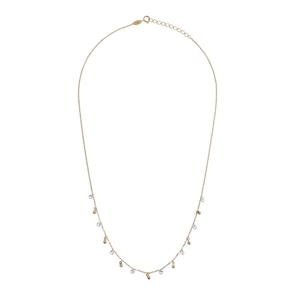 375 Gold Forzatina Chain Necklace with Diamond Two-Tone Pendants