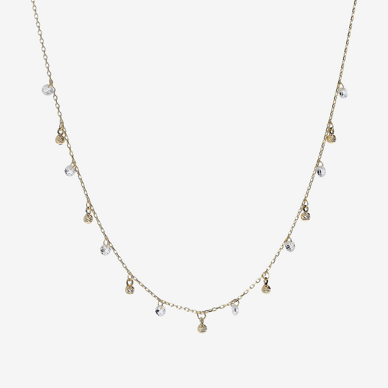 375 Gold Forzatina Chain Necklace with Diamond Two-Tone Pendants