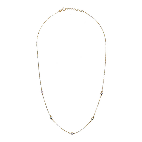 Multicolored 375 Gold Forzatina Chain Necklace with Cubic Zirconia Light Points