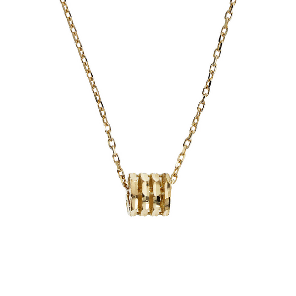 375 Gold Forzatina Chain Necklace with Worked Pendant 