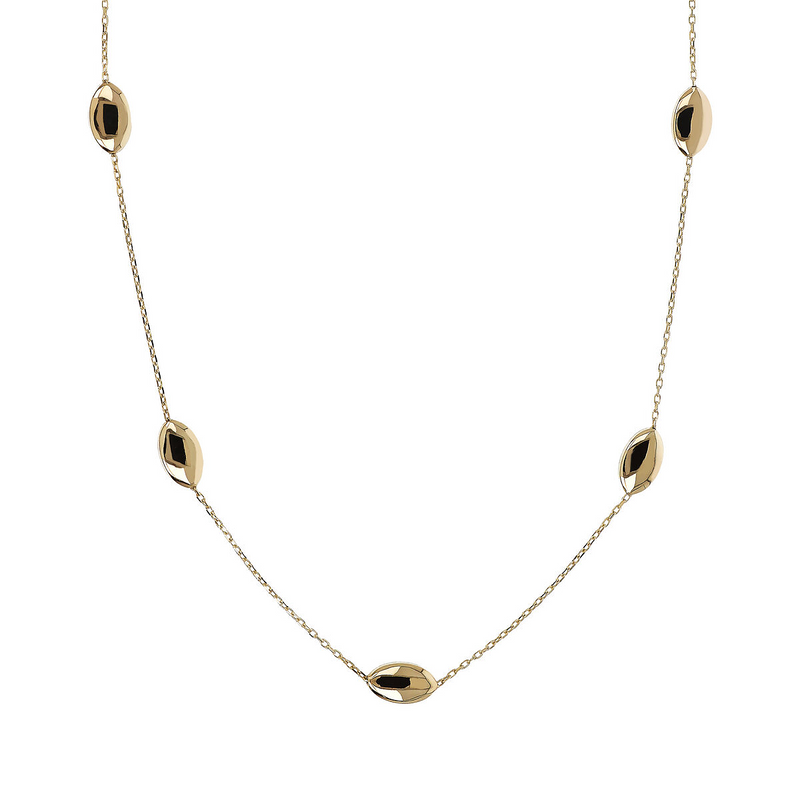 375 Gold Forzatina Chain Necklace with Shiny Oval Nuggets
