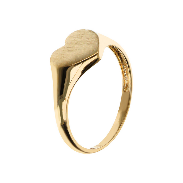 375 Gold Chevalier Ring with Satin Heart