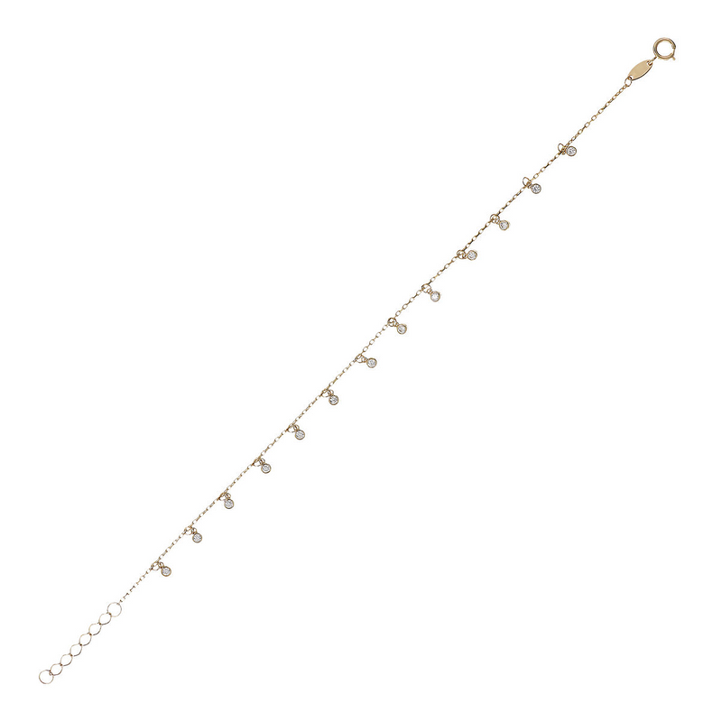 Rolo 375 Gold Chain Bracelet with Light Point Pendants in Cubic Zirconia