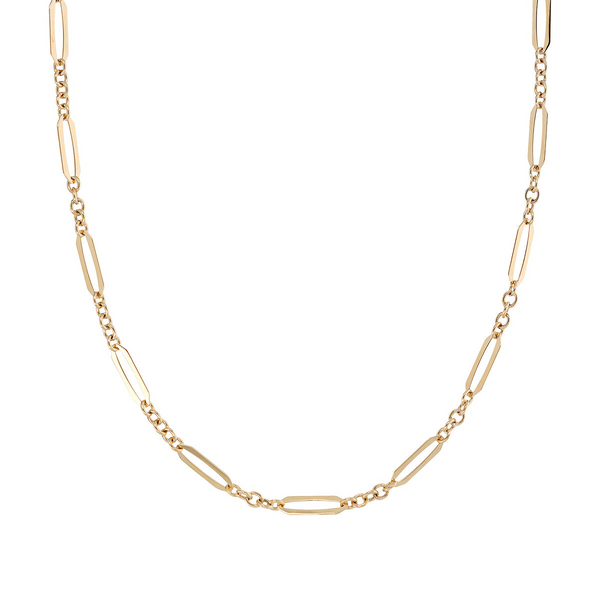 375 Gold Choker Necklace with Alternating Oval Mesh