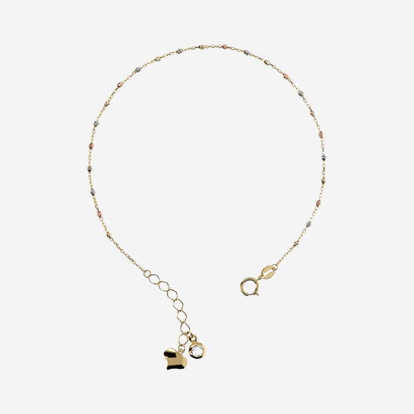 375 Gold Bracelet with Tricolored Microbeads