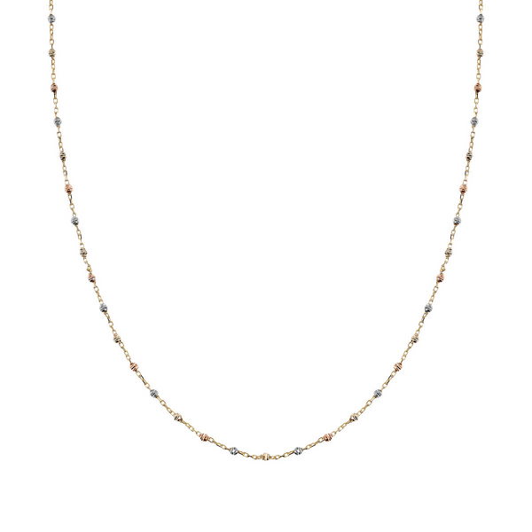 375 Gold Halskette mit dreifarbigen Diamant-Mikroperlen