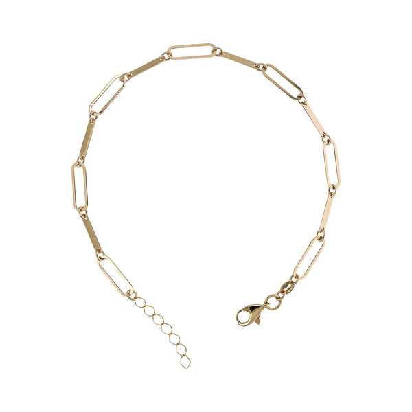 375 Gold Bracelet with Oval Links Alternating with Rectangular Elements