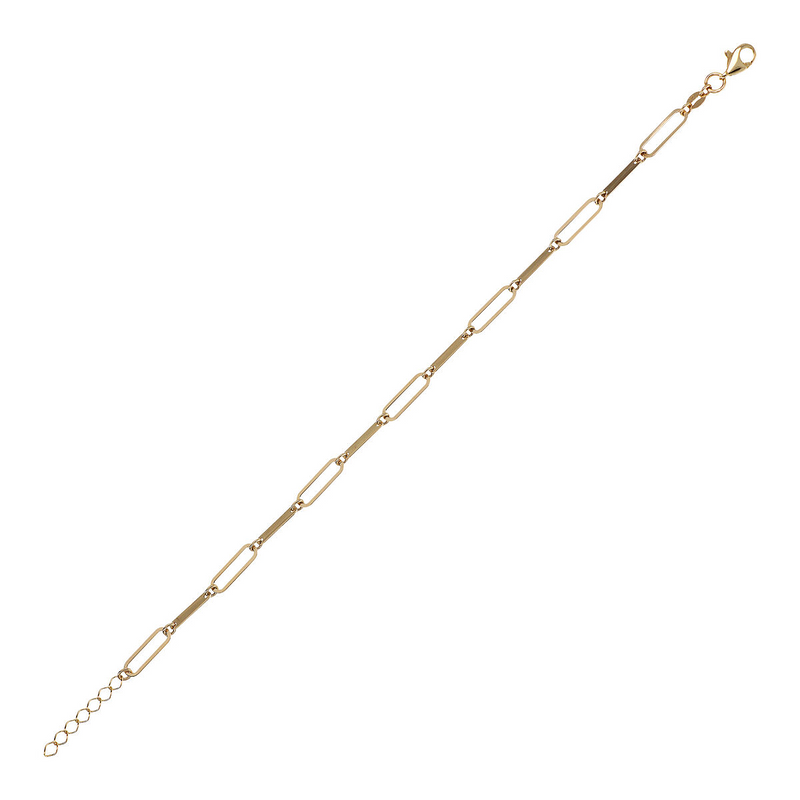 375 Gold Bracelet with Oval Links Alternating with Rectangular Elements