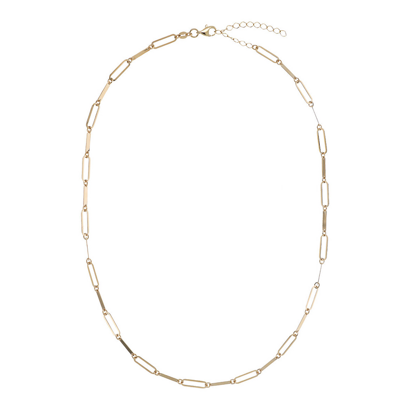 375 Gold Choker Necklace with Oval Links Alternating with Rectangular Elements