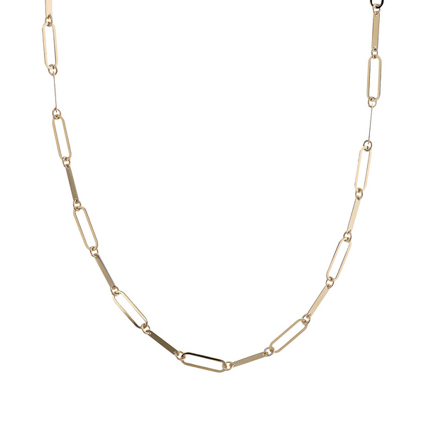 Halskette aus 375 Gold mit ovalen Gliedern im Wechsel mit rechteckigen Elementen