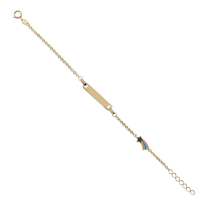 Baby Bracelet with 375 Gold Forced Chain and Colored Shooting Star