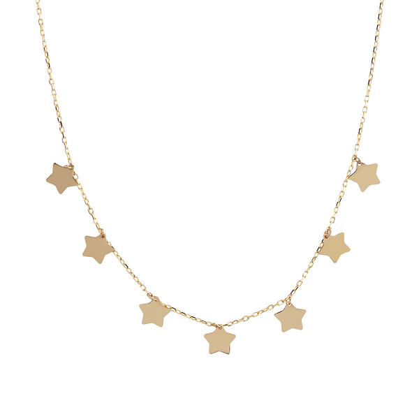 375 Gold Choker Necklace with Star Pendants