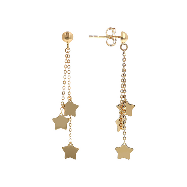 Wire Pendant Earrings with 375 Gold Star Pendants