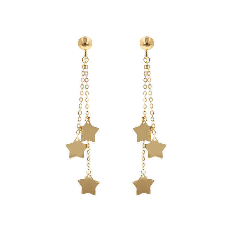 Wire Pendant Earrings with 375 Gold Star Pendants