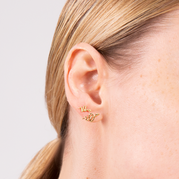 375 Gold Snake Earrings with Machined Surface