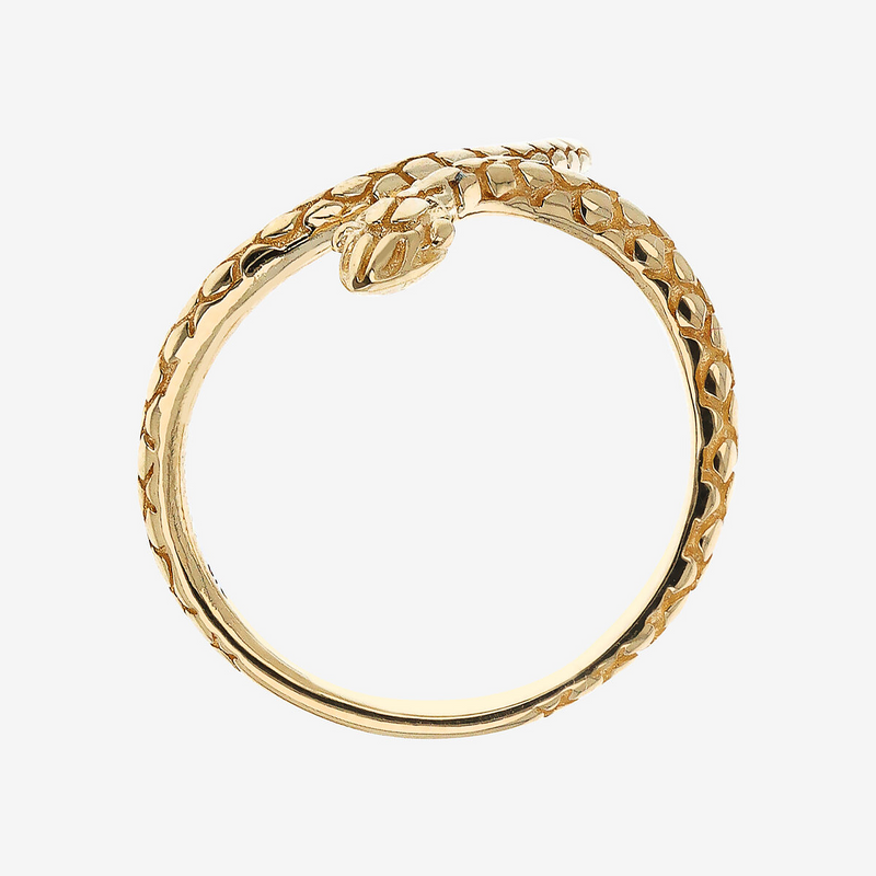 Contrarié Snake Ring in 375 Gold with Machined Surface