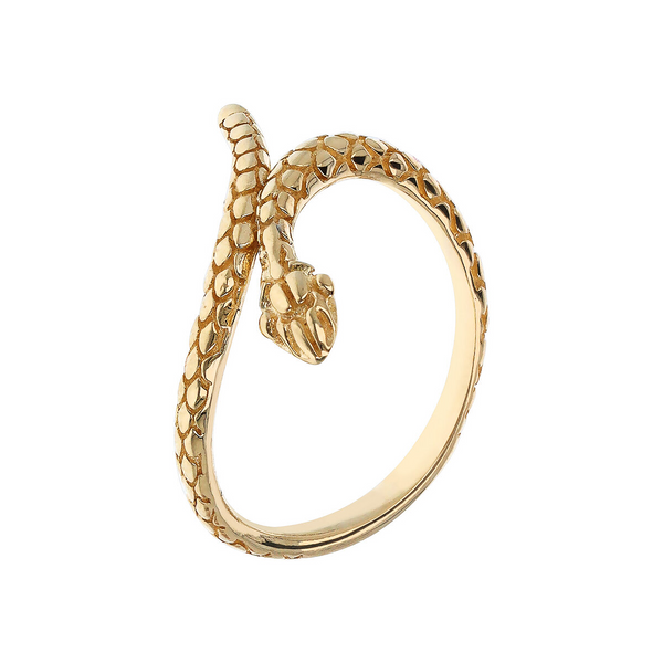 Contrarié Snake Ring in 375 Gold with Machined Surface