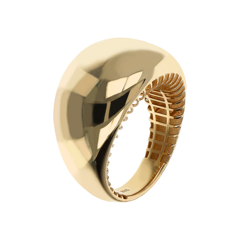 Großer Ring mit bearbeiteter Innenseite aus 375er Gold