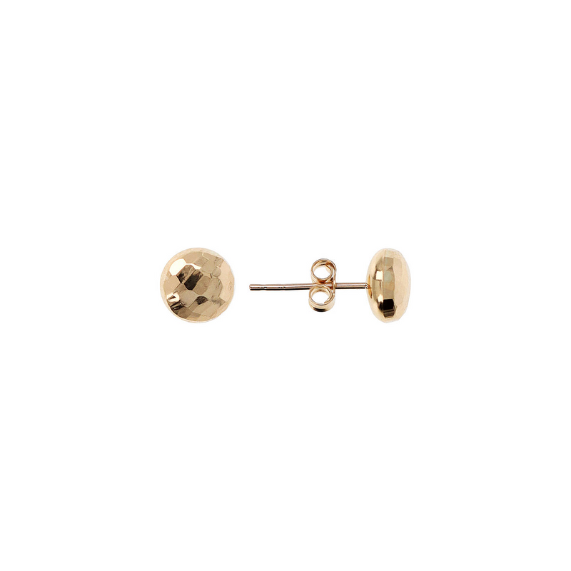 375 Gold Spherical Lobe Earrings with Hammered Surface