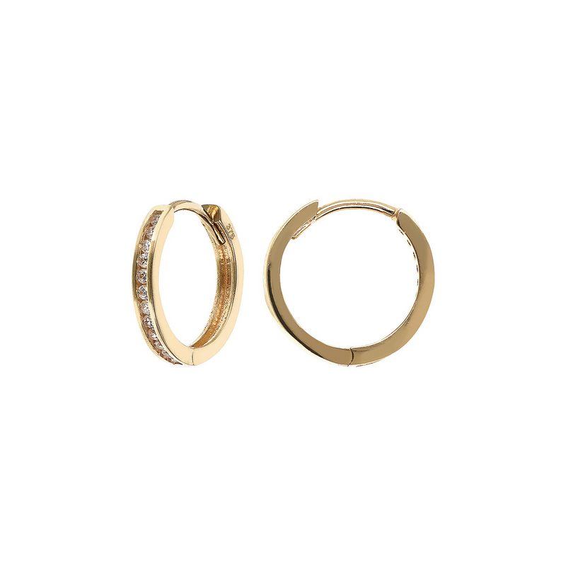 375 Gold Hoop Earrings with Cubic Zirconia
