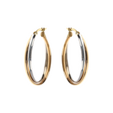 Two-Tone Oval Hoop Earrings in 375 Gold 