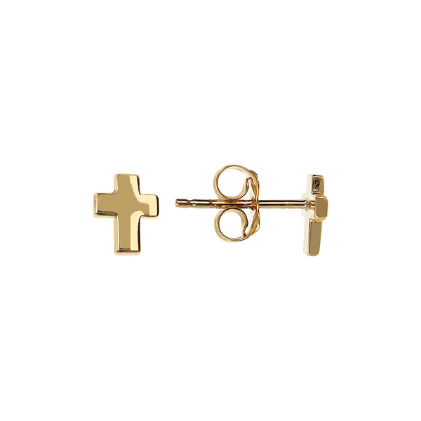 375 Gold Cross Lobe Earrings