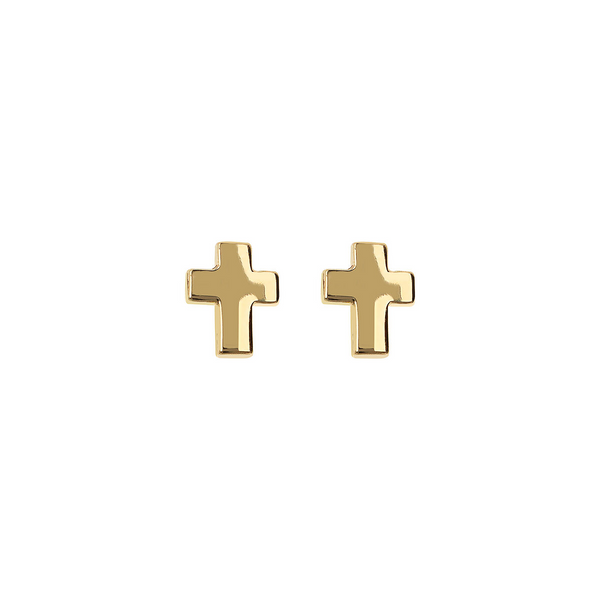 375 Gold Cross Lobe Earrings