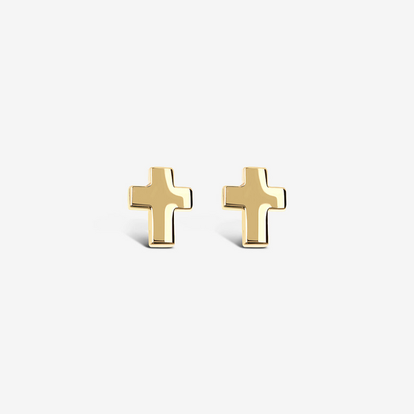 Boucles d'Oreilles Lobe Croix Or 375
